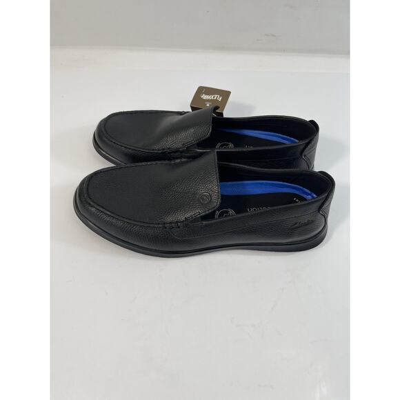 Clarks Flexway Step Shoes Mens Size 7.5 Black Leather Slip On Loafers New main image 9